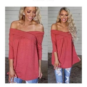 The Lace Cactus off shoulder “Dusty Rose” top